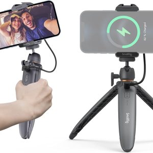 SmallRig Mini trípode de escritorio para teléfono con carga inalámbrica y soporte para teléfono inteligente, zapata fría, mini trípode de mesa de SmallRig Mini trípode de escritorio para teléfono con carga inalámbrica y soporte para teléfono inteligente, zapata fría, mini trípode de mesa de