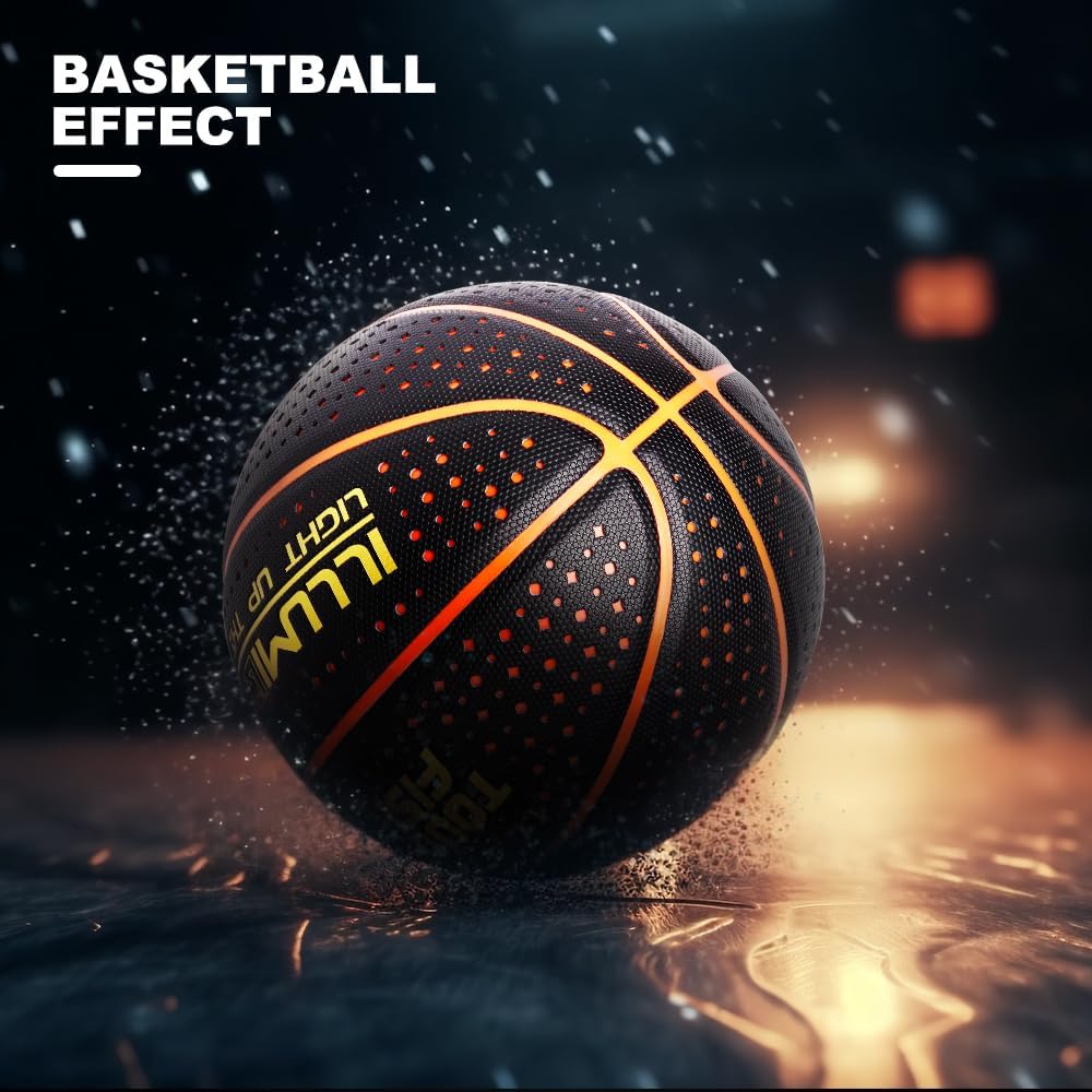 Baloncesto de cuero compuesto LED de carga inalámbrica tamaño 7 con 2 bolsas de baloncesto y 1 bomba, ilumina la noche, regalo creativo para juegos