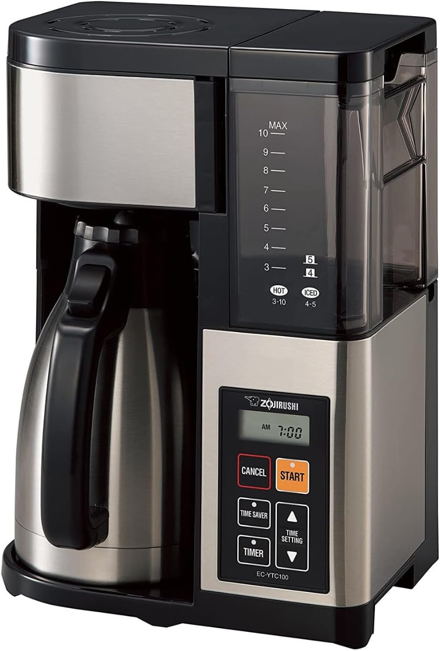 Zojirushi EC-YTC100XB – Cafetera de 10 tazas (acero inoxidable, negro) paquete con vaso de acero inoxidable de doble pared de 12 onzas (2 artículos)