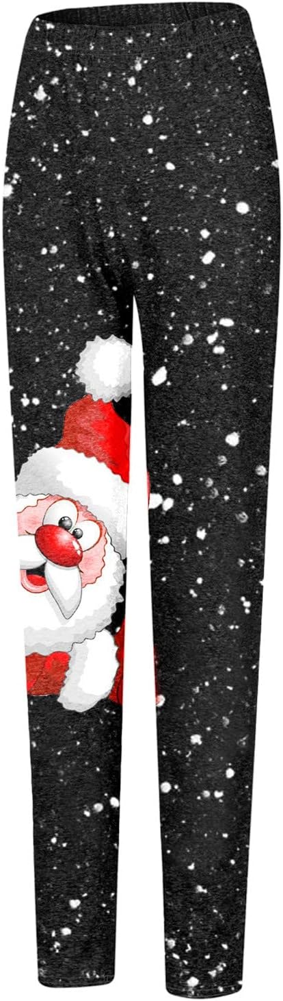 sdbrld Leggings de Navidad para mujer, diseño de Papá Noel, diseño novedoso, elásticos, con control de abdomen, cintura alta, mallas de yoga