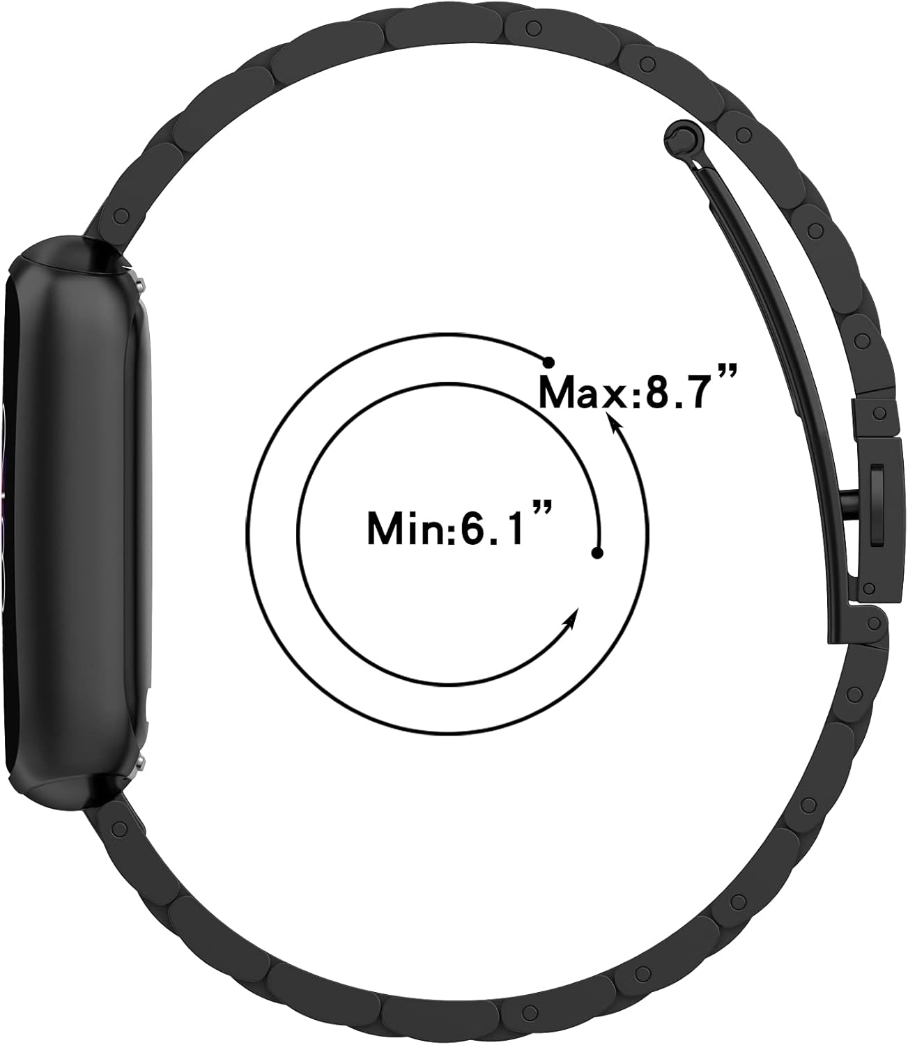 FitTurn Correas compatibles con Fitbit Luxe Metal acero inoxidable correa de reloj de repuesto clásica duradera de enlace sólido accesorio hebilla