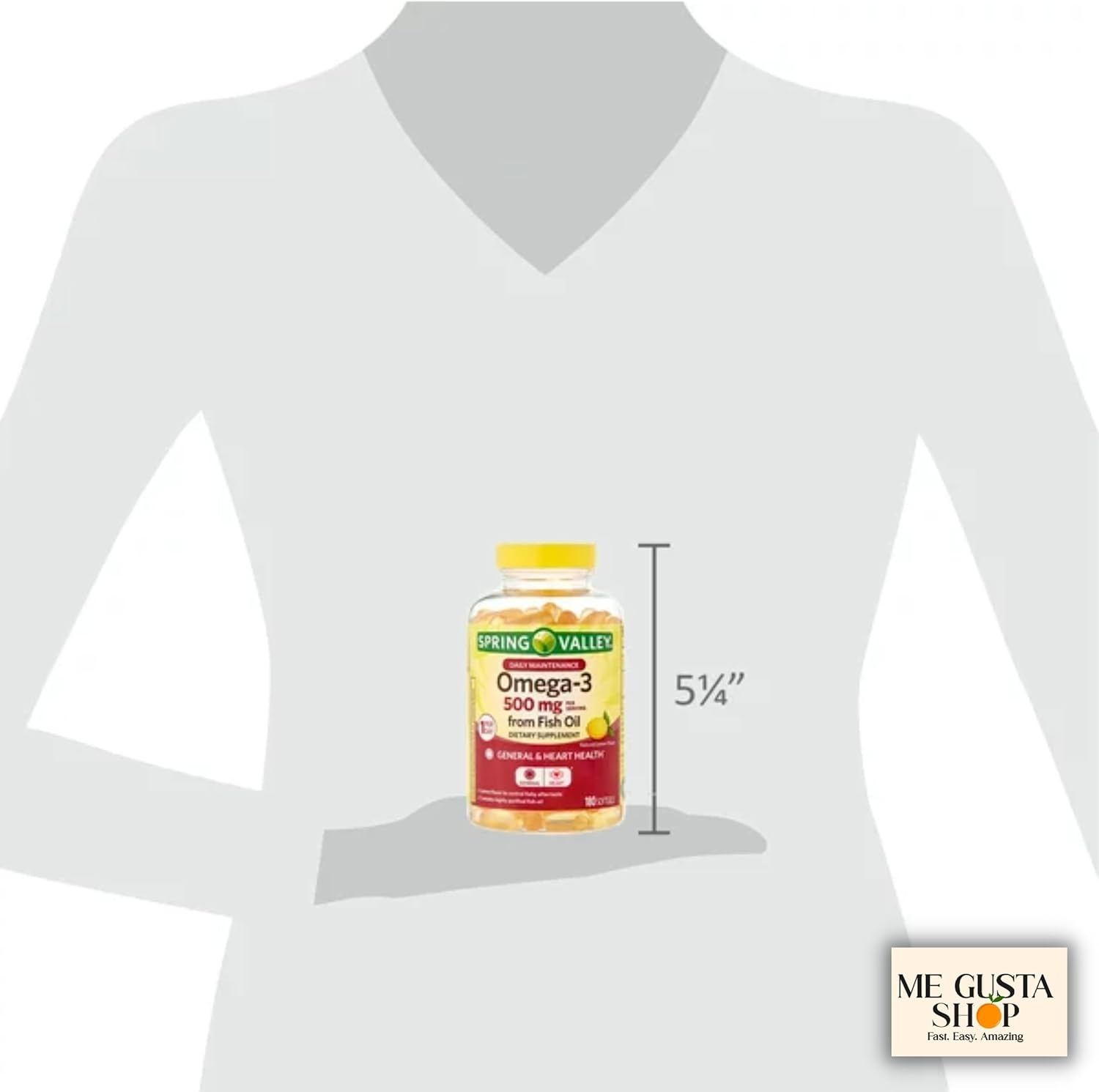 Spring Valley – Suplemento dietético de mantenimiento diario Omega-3 de aceite de pescado, 500 mg, 180 unidades (paquete de 01), 180 en total +