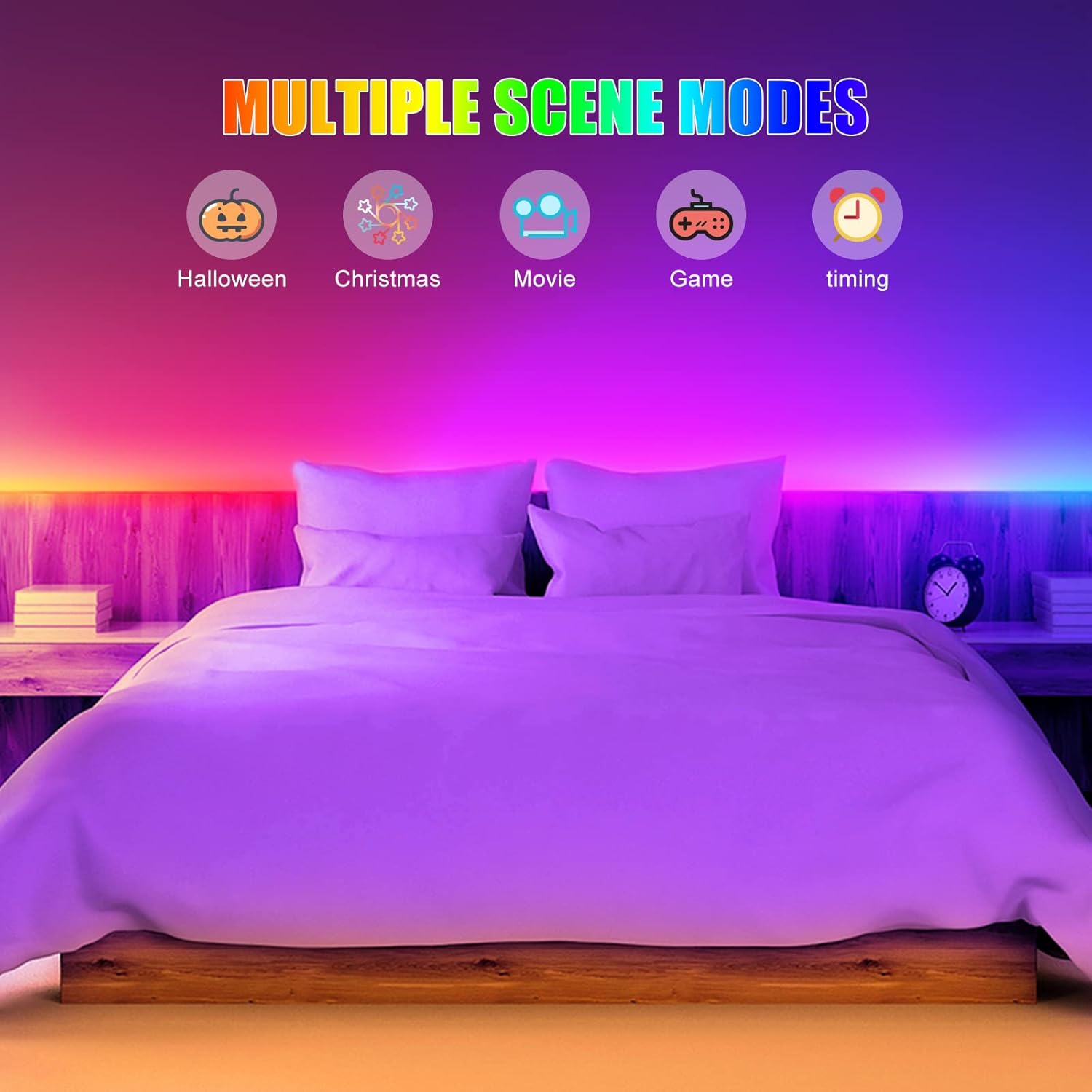 Tira LED inteligente multicolor cambiante, tira LED RGB más brillante de 9.8 pies, tira de luz LED Bluetooth 90 con control de aplicación,