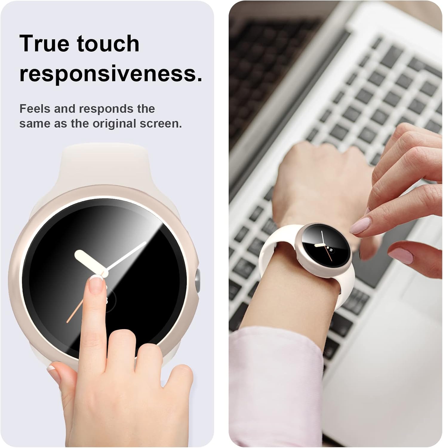 JZK – Juego de 2 fundas protectoras de pantalla para Google Pixel Watch 2 (2023), protector de pantalla de cristal, resistente a los arañazos,