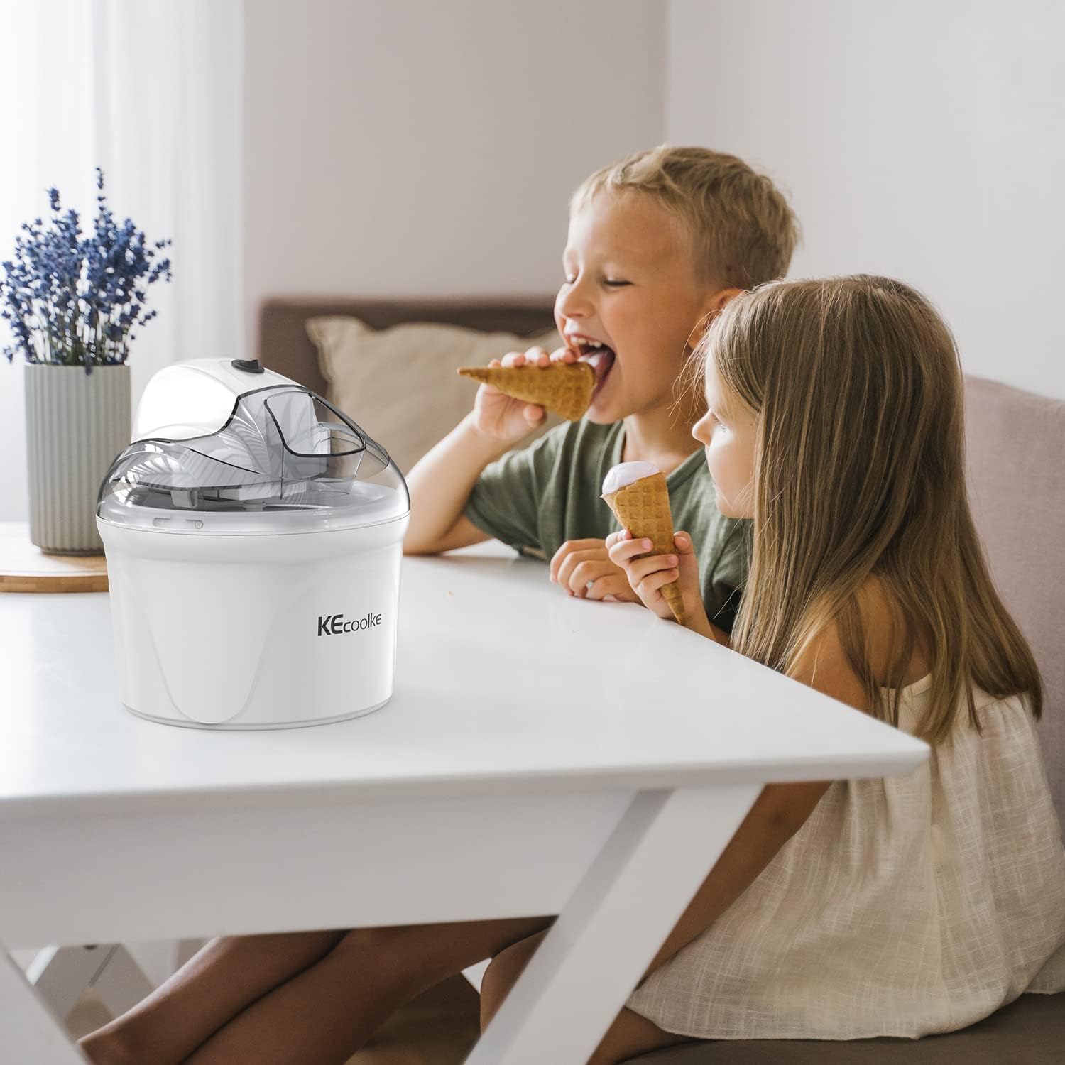 KECOOLKE Máquina de helados, regalos de agradecimiento para profesores, máquina eléctrica de helado suave para servir casero de 1.5 cuartos de galón
