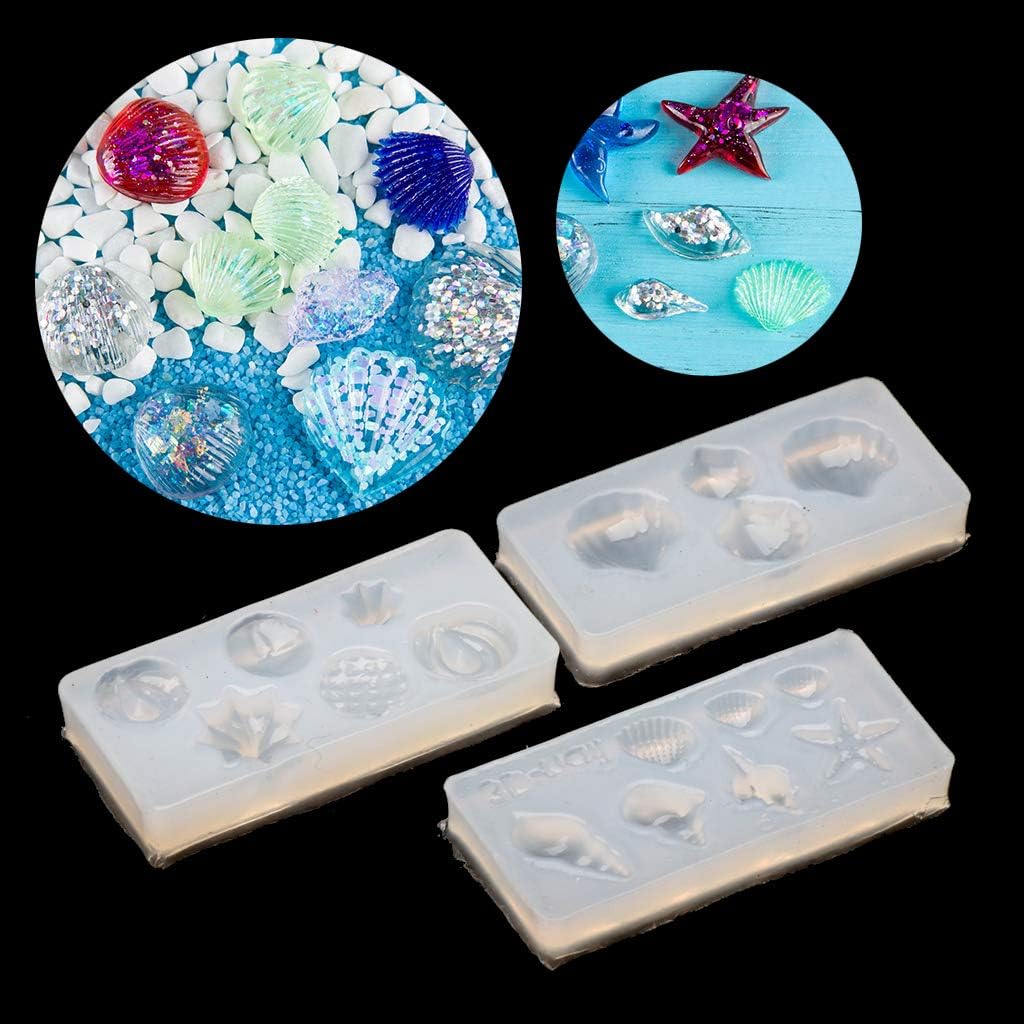 Nuevo molde de silicona con forma de concha de concha de concha de mar, 3 piezas, plantilla de arte de uñas, moldes de silicona para manualidades,