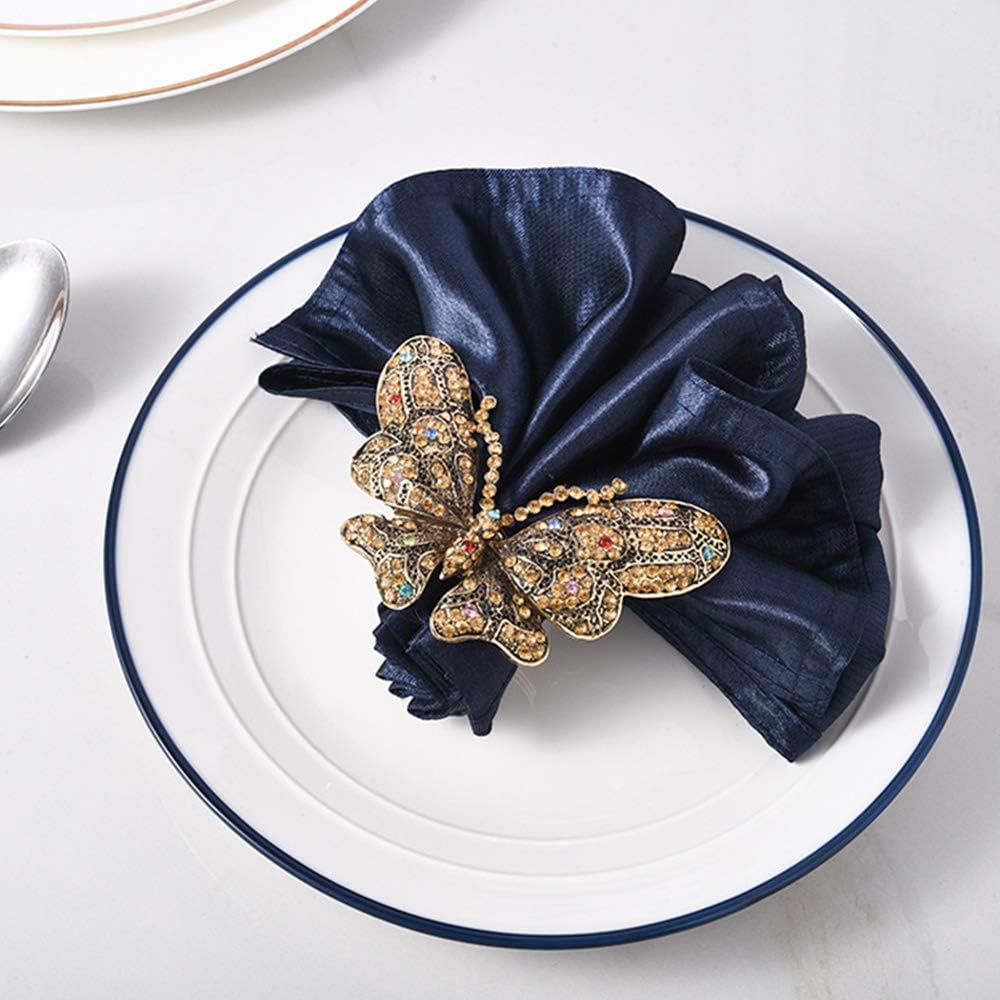 Juego de 6 servilleteros de mariposa de cristal para el hogar, servilleteros de metal para bodas, fiestas, cenas, Navidad, decoración de vacaciones