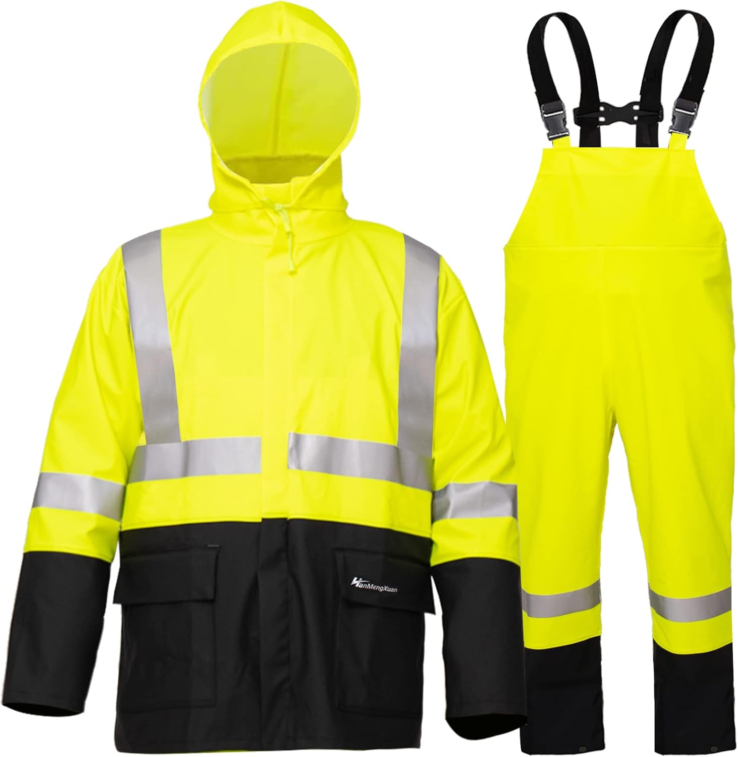 Trajes de lluvia para hombres y mujeres, impermeable, resistente al agua, ropa de lluvia, chaqueta y pantalones, capucha oculta