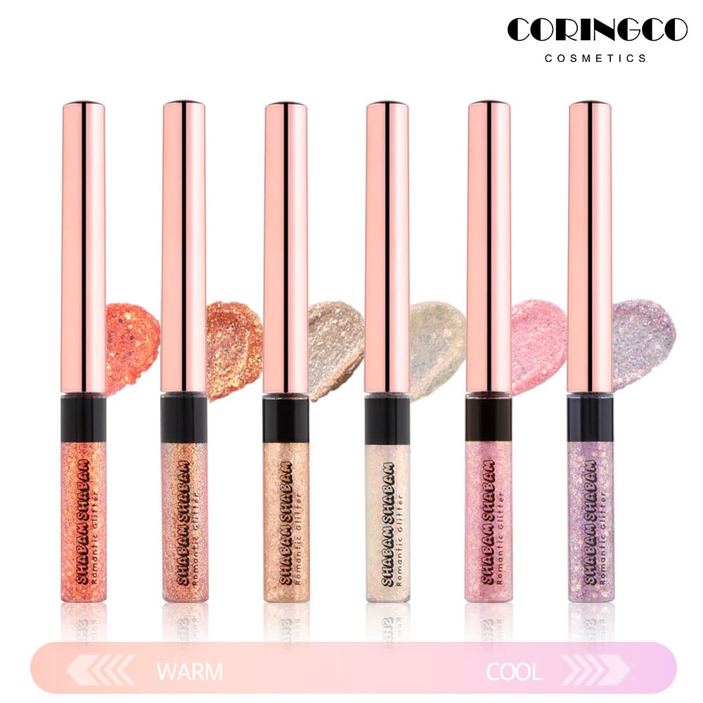 CORINGCO SET Sombra de ojos líquida para maquillaje con purpurina  Shabam Shabam Romantic Glitter Shadow K Beauty Makeup Shimmer (#06 Cherry Blossom