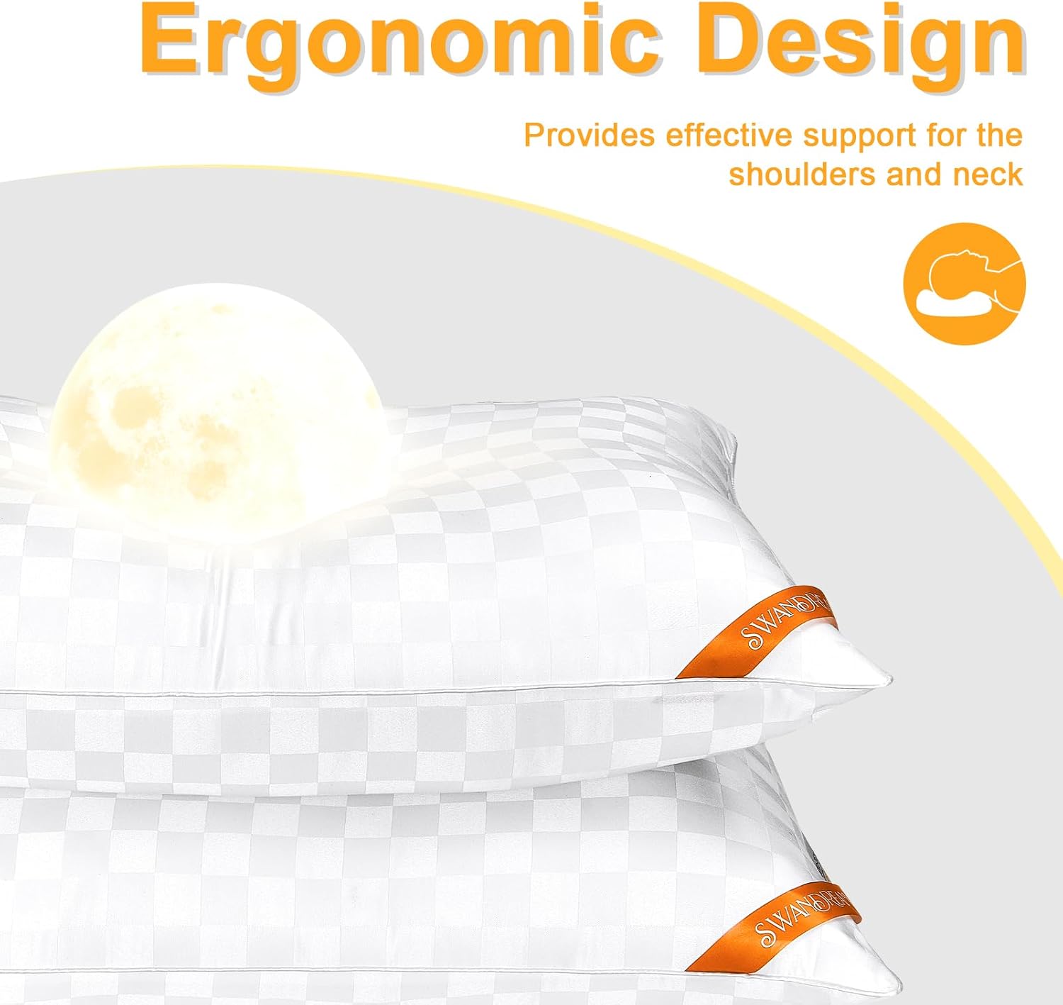 Swandream Juego de 2 almohadas de tamaño King, suaves y agradables al tacto, juego de 2 almohadas alternativas de plumón para dormir, almohada