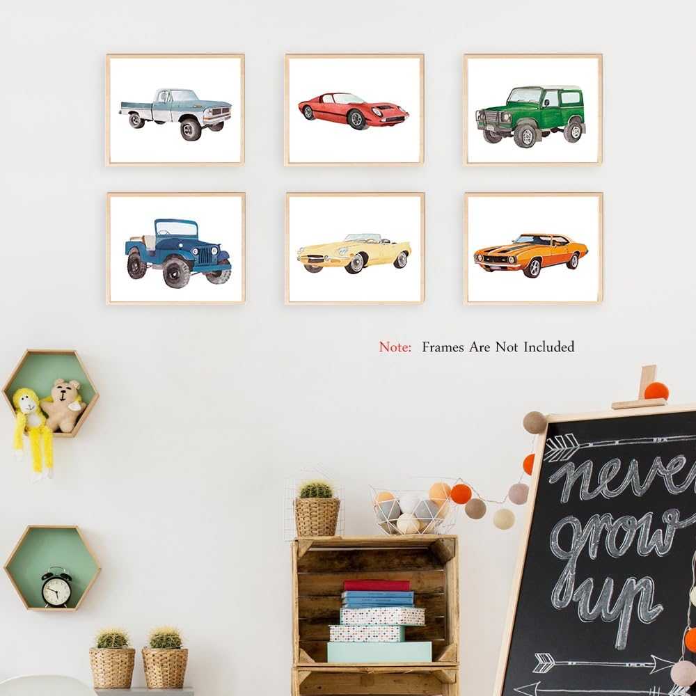 XUOIAYNB Impresiones artísticas clásicas de acuarela para automóvil, diseño retro de auto todoterreno (8 x 10 x 6 unidades, sin marco), obra de arte