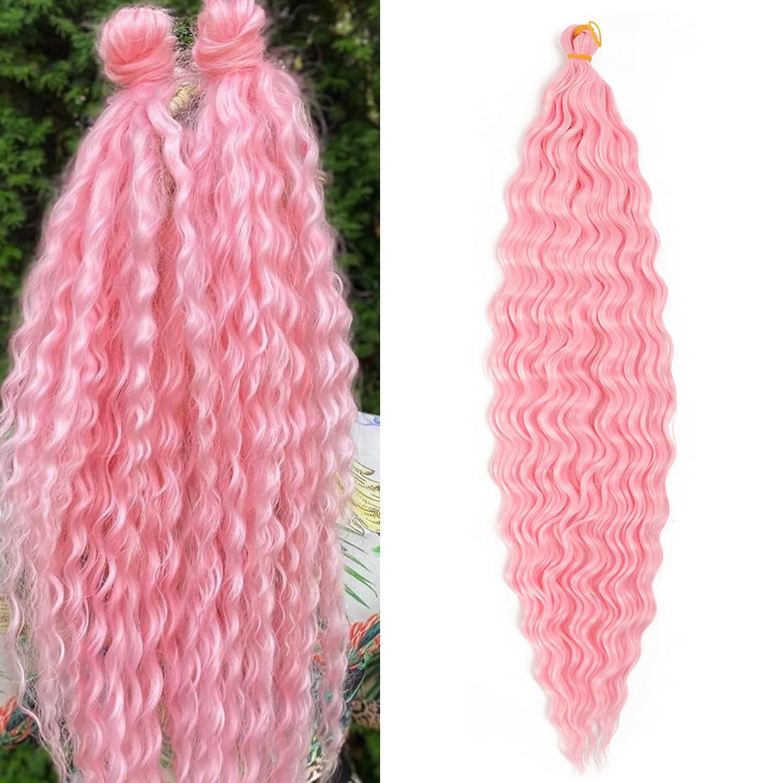 Extensiones de cabello ondulado con ganchillo de 30 pulgadas, extensiones de cabello rizado rizado trenzado, 1 paquete de trenzas onduladas largas