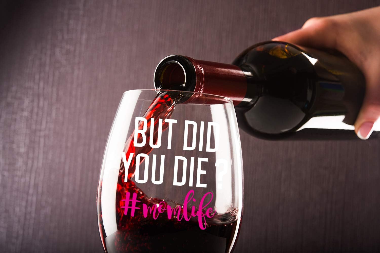 Vaso de vino de cristal sin tallo #Momlife de 15 onzas  Regalos humorísticos para las nuevas mamás, regalo para el primer día de la madre, divertido
