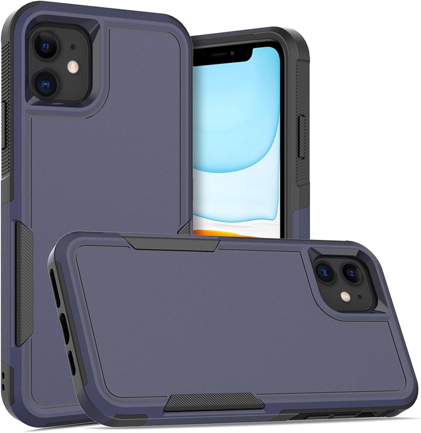 Funda para iPhone 11 funda protectora de doble capa resistente para teléfono celular, a prueba de golpes, resistente, con protector de pantalla,