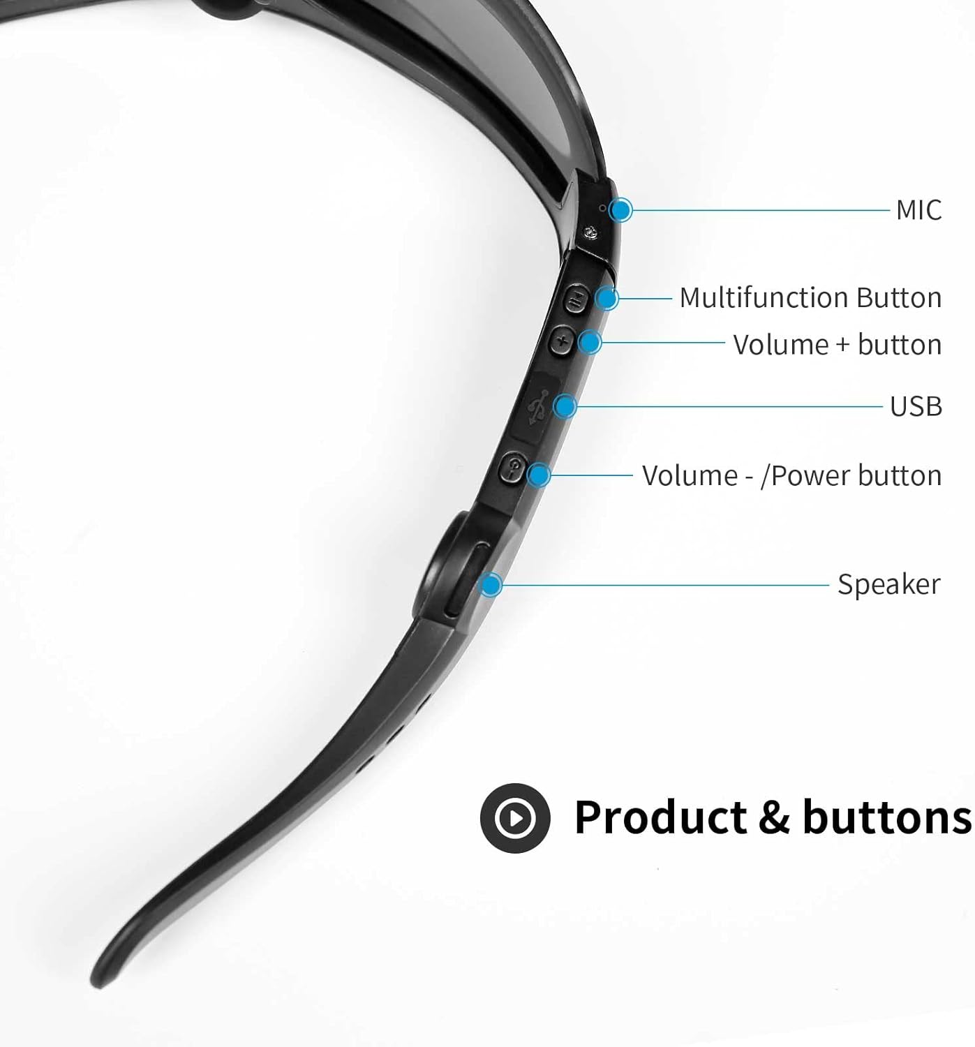 Gafas de sol Bluetooth de audio con auriculares de oreja abierta, gafas Bluetooth para hombres y mujeres, gafas de ciclismo UV400, equitación,