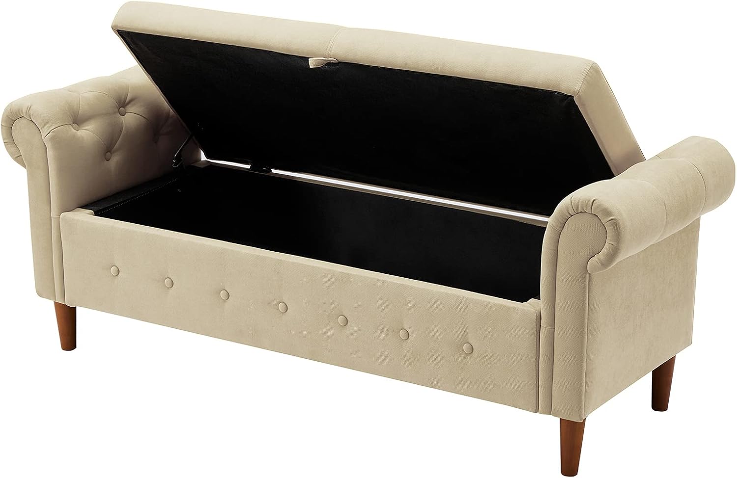 CALABASH Moderno banco otomano de almacenamiento con brazo enrollado, taburete rectangular de almacenamiento multifuncional, bancos de