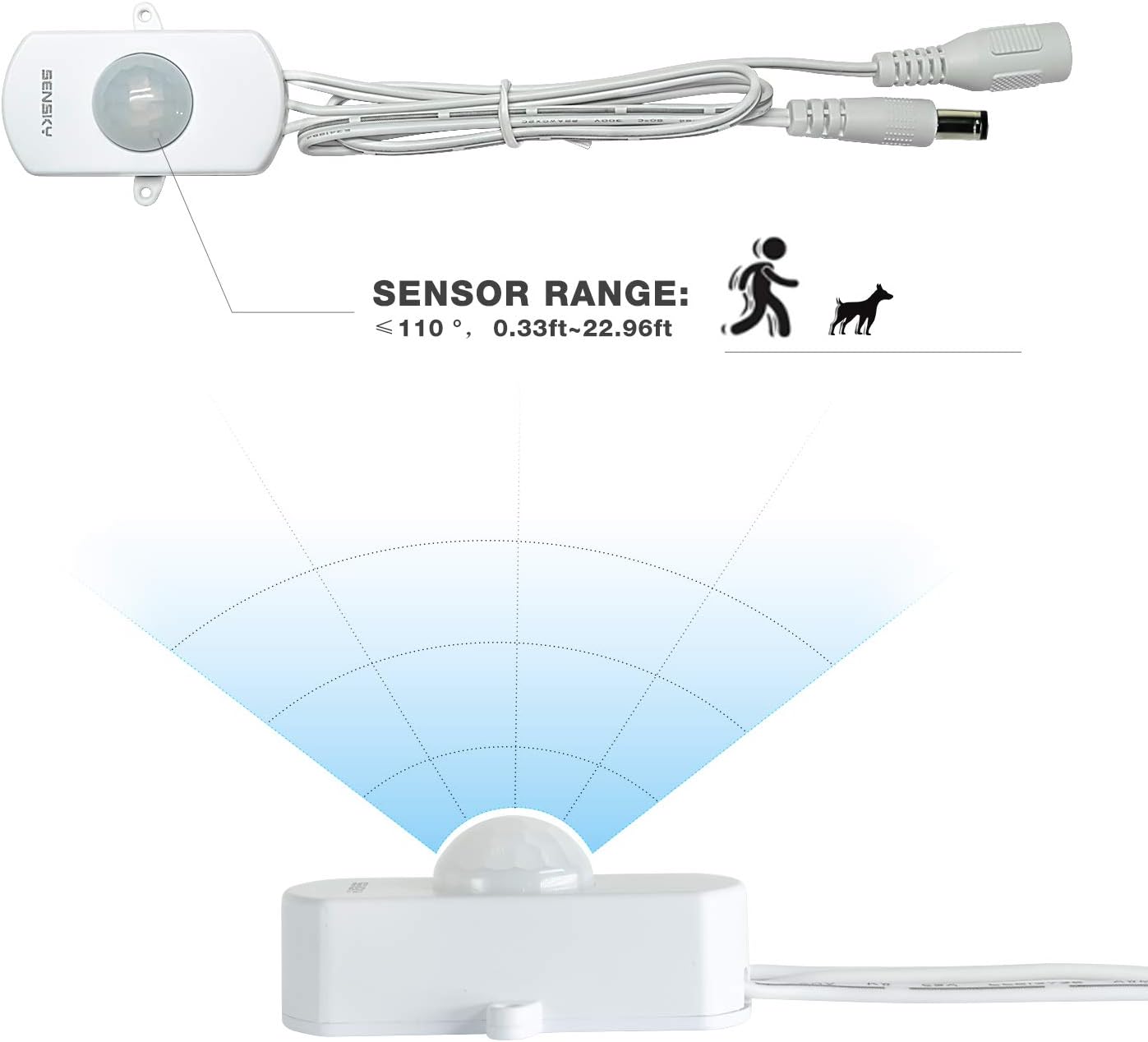 BS010WL DC 12v a 24v Mini Pir Sensor de Movimiento Interruptor de Ocupación Sensor de Ocupación para DIY Iluminación LED (Sensor de Luz, Tiempo de