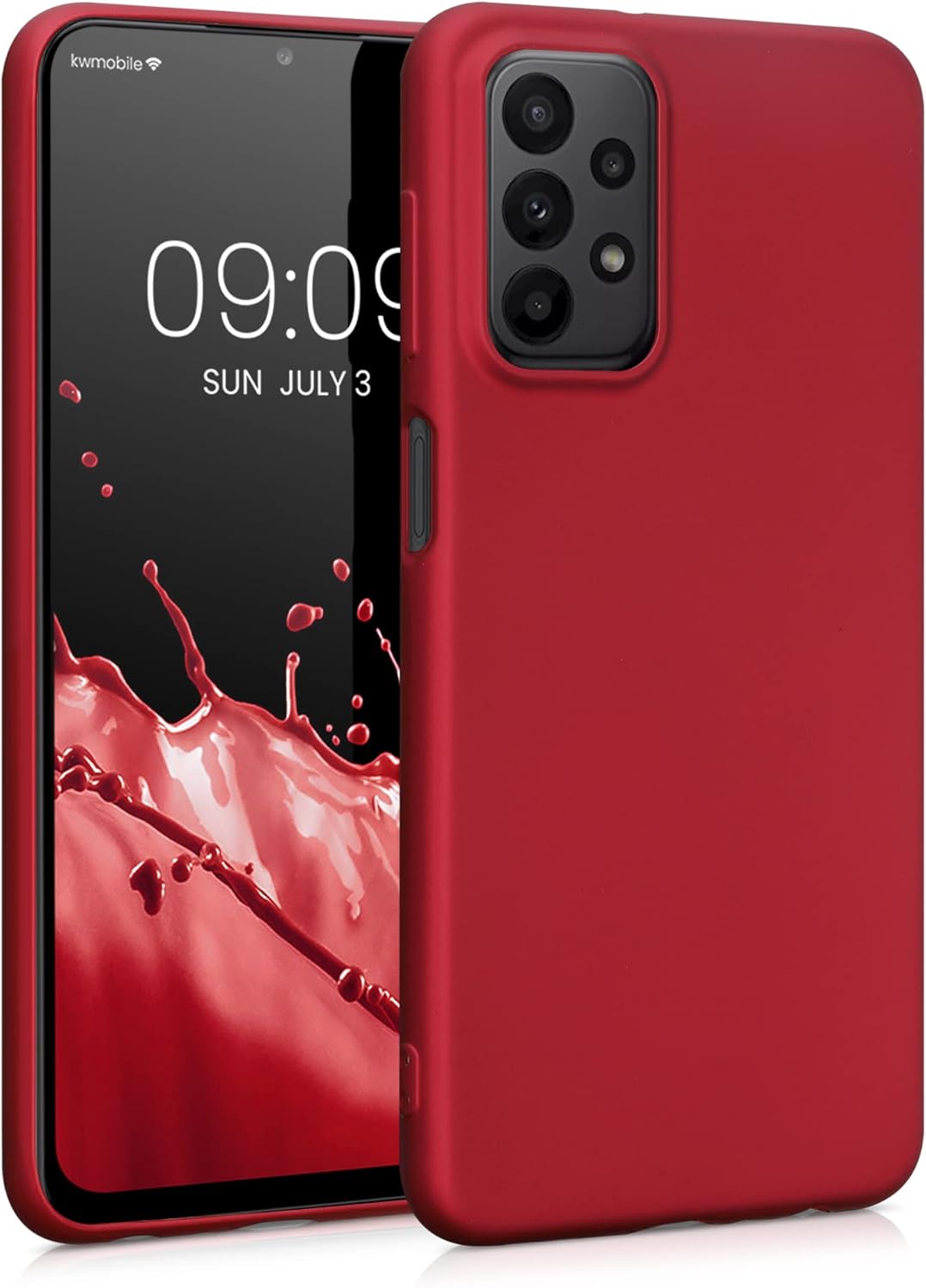 kwmobile Funda compatible con Samsung Galaxy A23 4G  5G – Funda de silicona TPU metálica suave y delgada – Rojo oscuro metálico