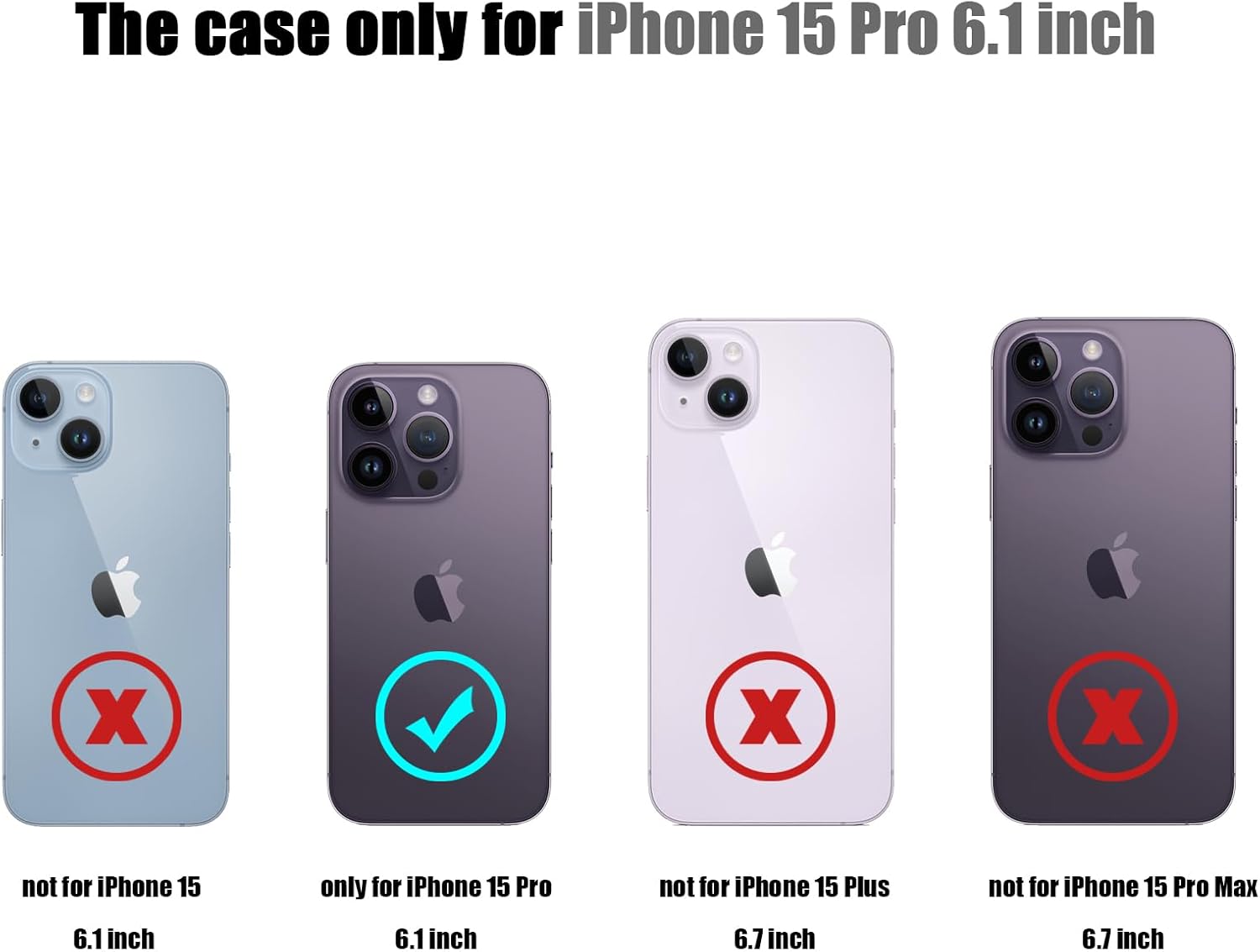 Nvollnoe Funda compatible con iPhone 15 Pro con tarjetero resistente de protección de doble capa a prueba de golpes, ranura para tarjetas oculta,