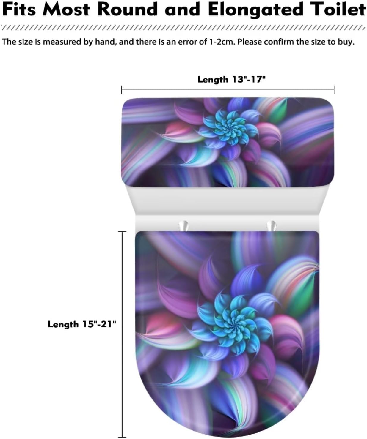 KUIFORTI Juego de 2 fundas de tapa de inodoro con estampado floral de arte floral, funda de asiento para tapa de inodoro y tapa de tanque de