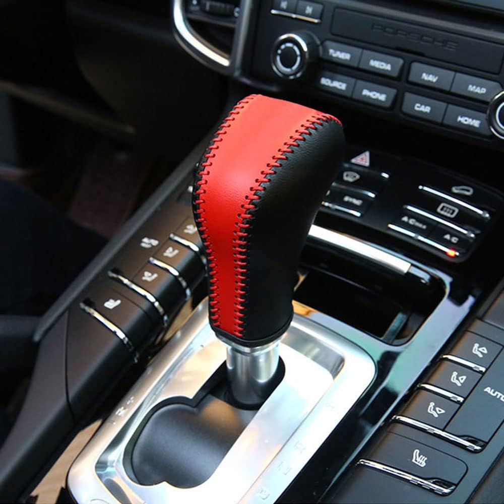 XITER Funda de cuero para palanca de cambios automática, protector de palanca de cambios para Porsche Cayenne 2011 2012 2013 2014 2015 2016 2017