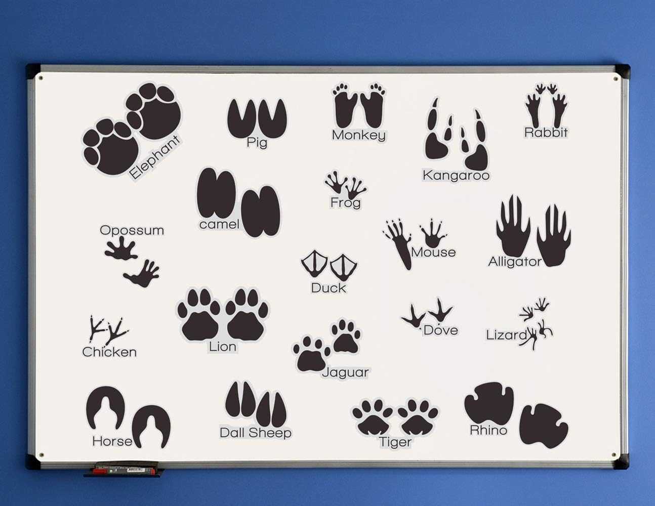 Calcomanías de pared de pistas de animales (20 unidades), calcomanías de pared de animales con pistas de animales, calcomanías de pared para sala de