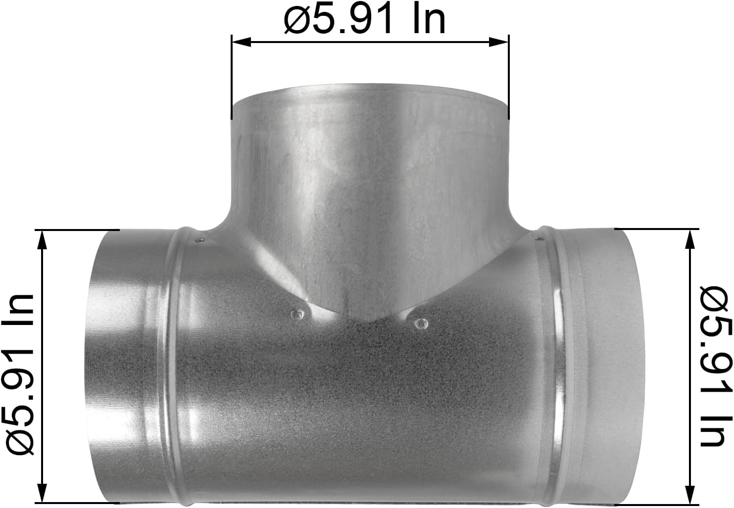 Vent Systems Conector de conducto en forma de T de 6 pulgadas, adaptador de manguera de 3 víasdivisor para manguera, conector de tubería redonda en