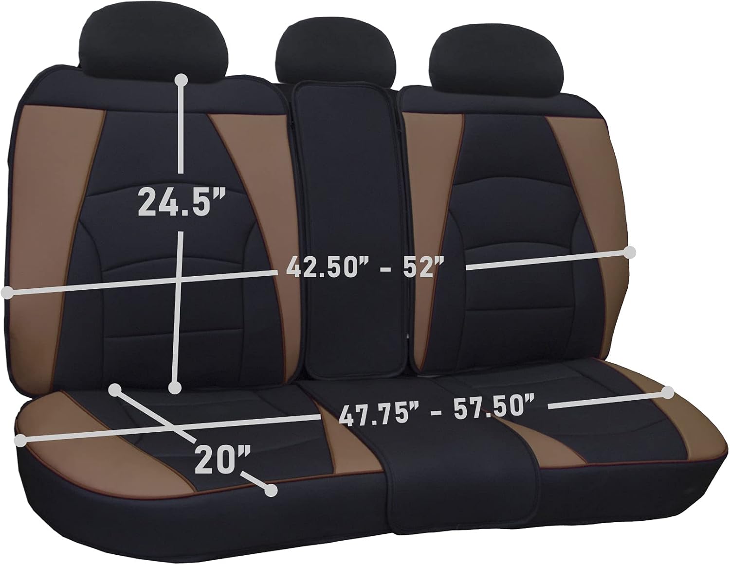 FH Group Juego completo de fundas de asiento para automóvil, camiones, SUV, (marrón) de cuero sintético de lujo, cojín impermeable para asiento de