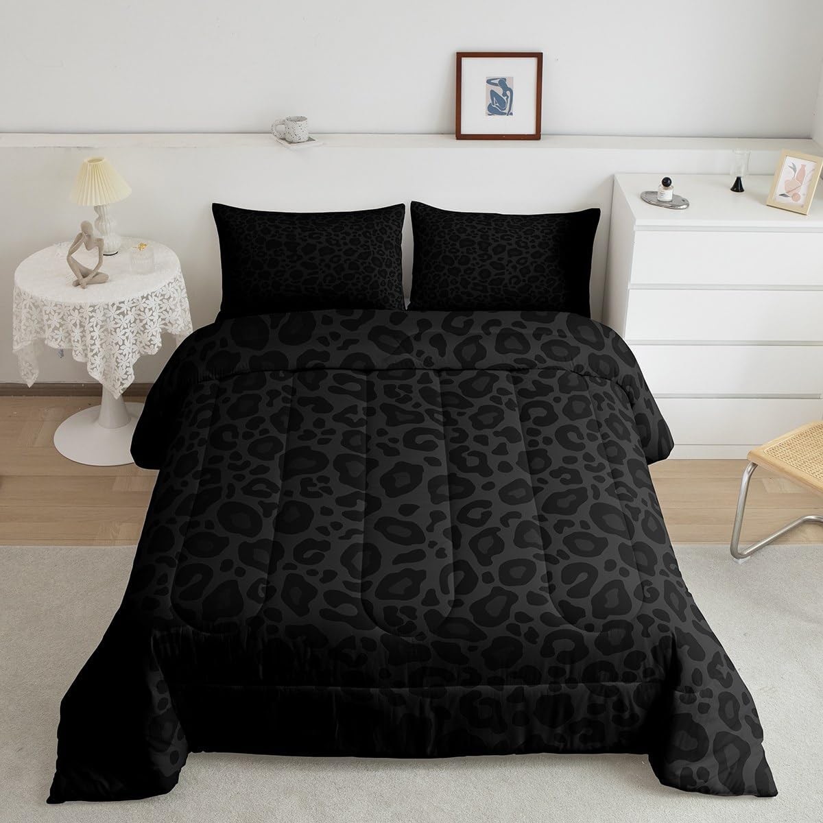 Juego de edredón para niños con estampado de leopardo, tamaño matrimonial, con textura de piel de guepardo abstracta, decoración de habitación de