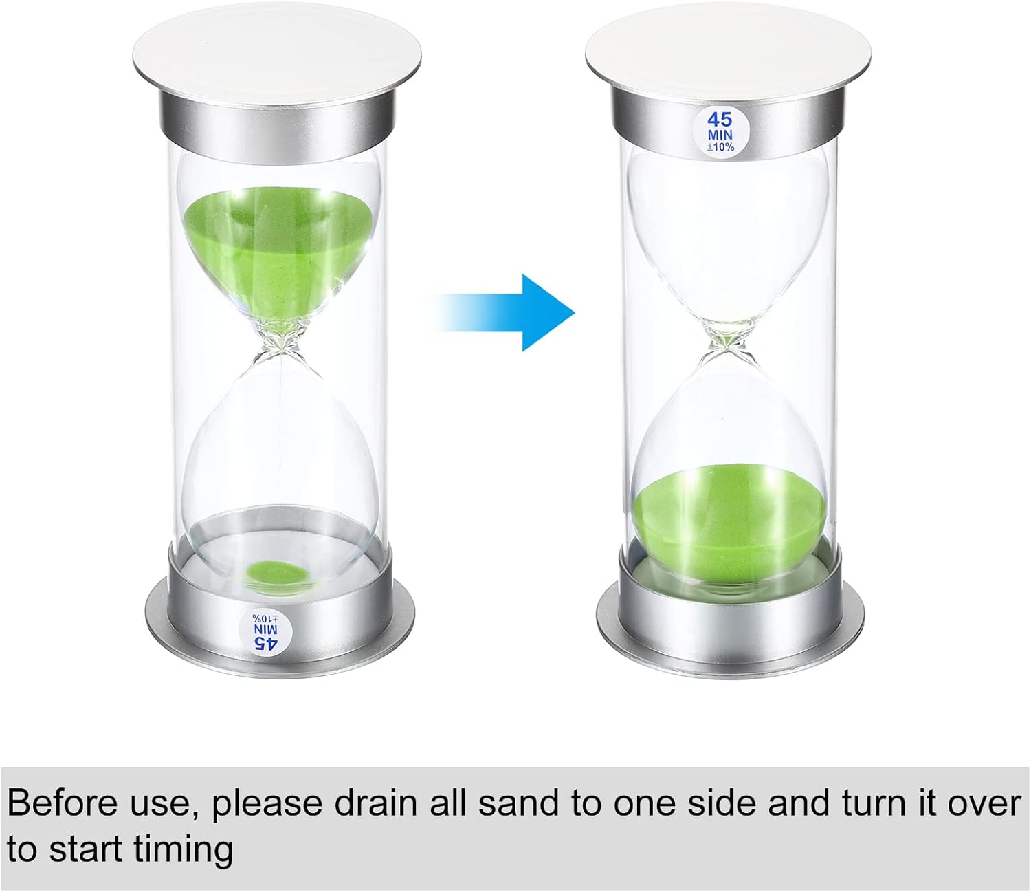 PATIKIL Temporizador de arena de 45 minutos, reloj de arena con cubierta de plástico, vidrio de arena para juegos, cocina, recuerdos de fiesta,