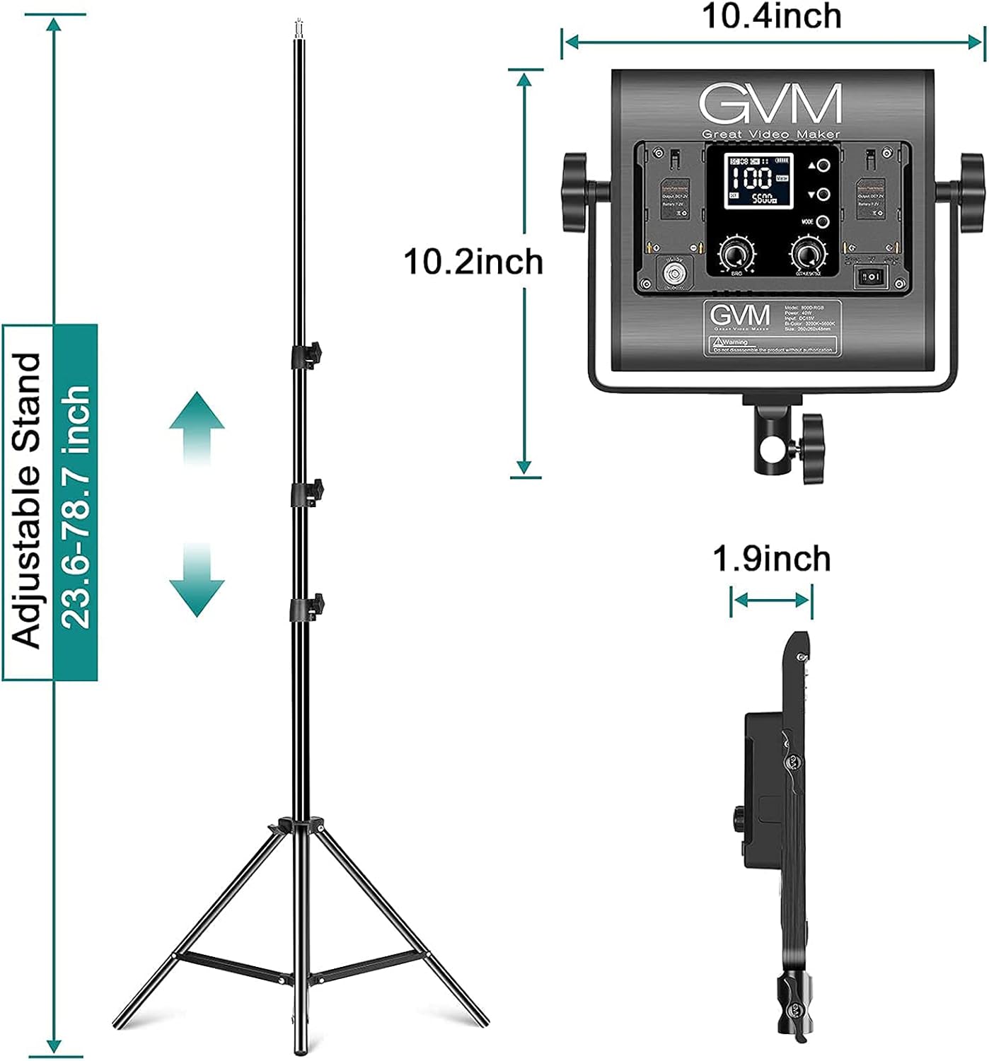 GVM – Luz de video LED RGB con control Bluetooth, kit de iluminación de estudio de fotografía de 60 W con soportes, 2 paquetes de luz LED 880RS