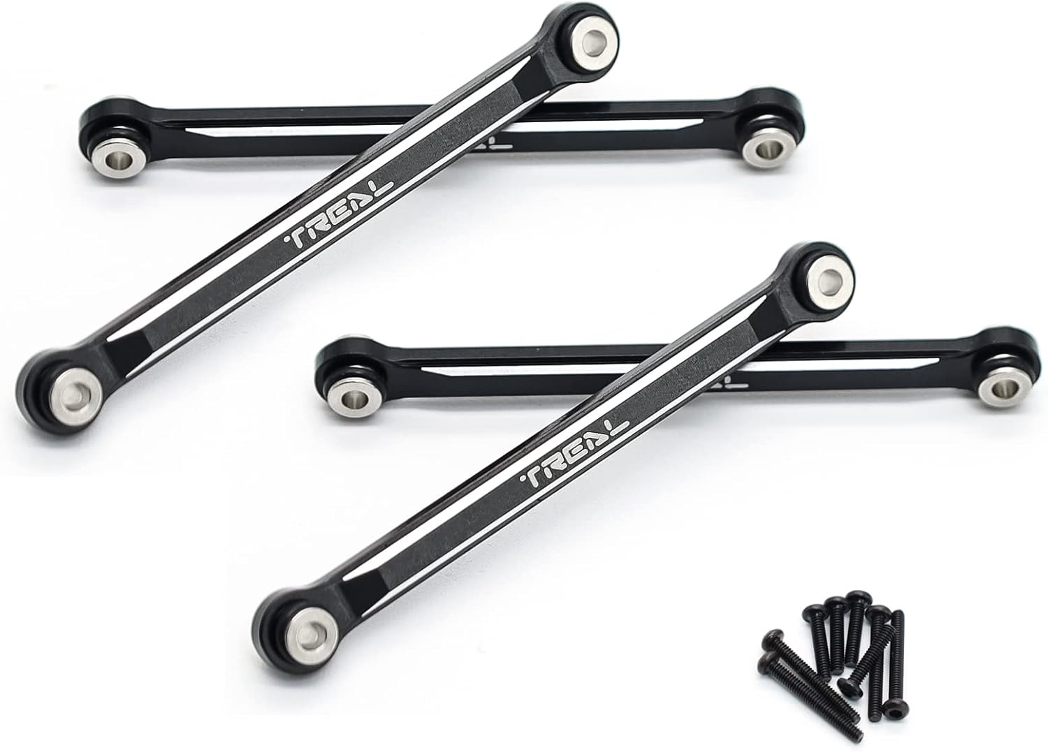 TREAL FCX24 Juego de eslabones inferiores (4 piezas) Aluminio 7075 Chasis inferior 4-Enlaces para FMS FCX24 124 (negro)