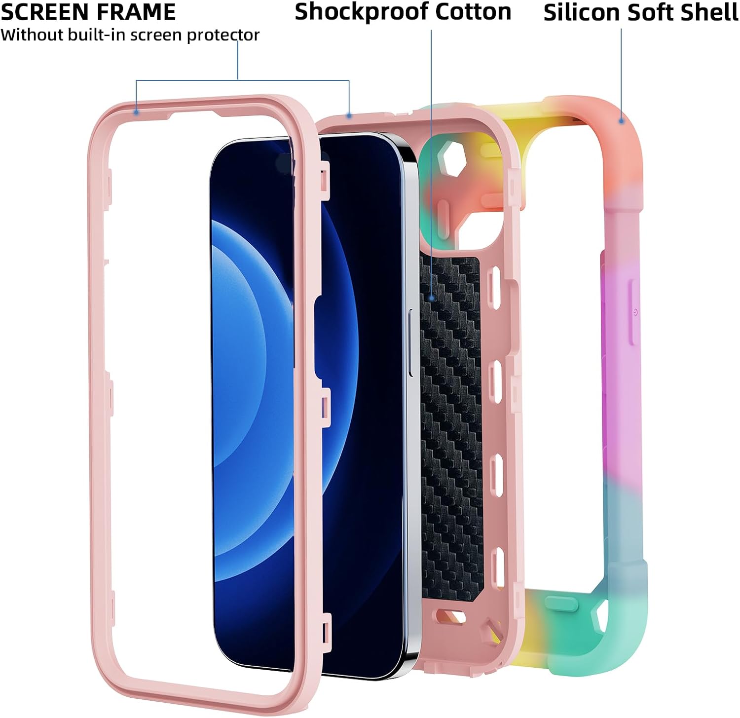 Funda compatible con iPhone 15 Plus de 6.7 pulgadas, resistente a prueba de golpes, de grado militar, con soporte de anillo, protector de pantalla