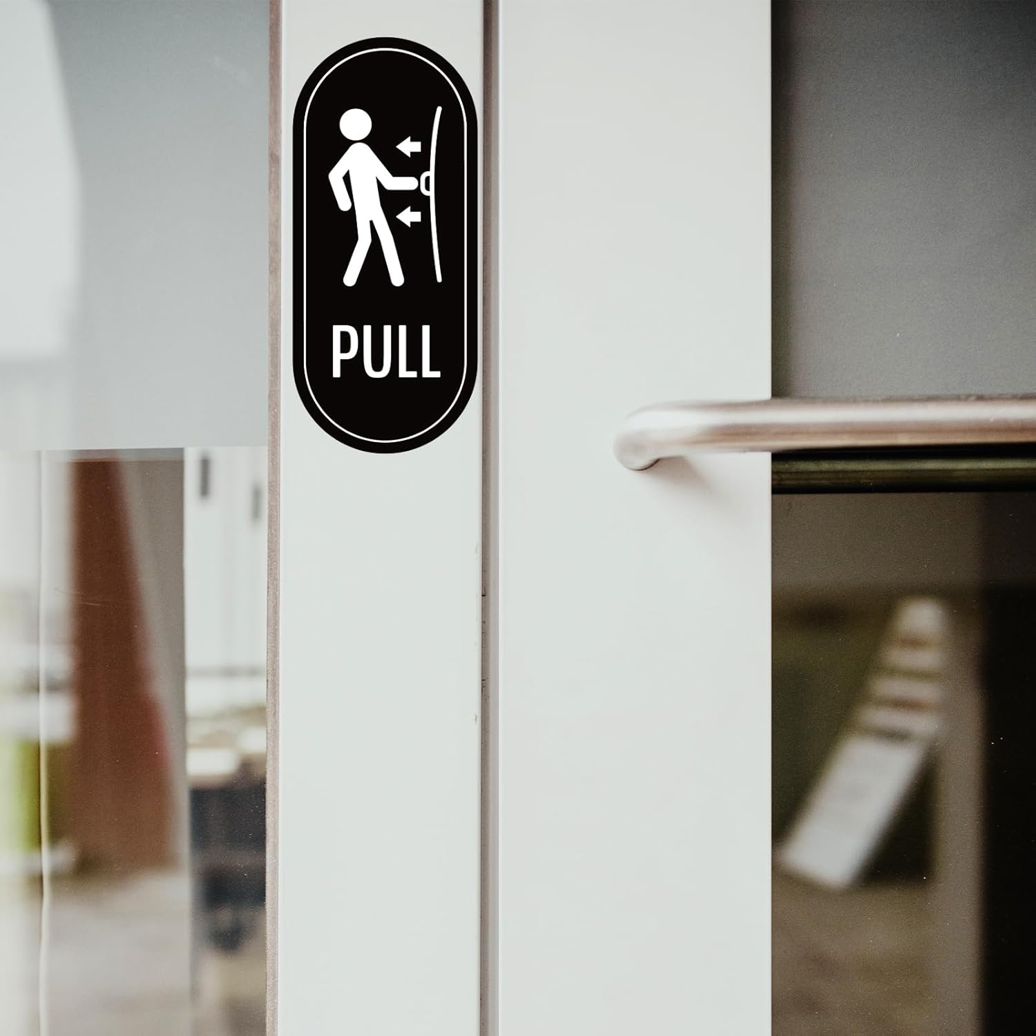 RAMIEYOO – Letrero adhesivo de empuje, paquete de 6 letreros de diseño para puertas de vidrio y otras puertas laterales, calcomanía vertical