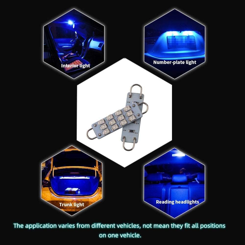Grandview TM 0.157 x 1.732 in (1.73 pulgadas) 12-SMD 1210 3528 Chip Rígido Loop Festoon Bombillas LED para el interior del coche, cúpula mapa, luz