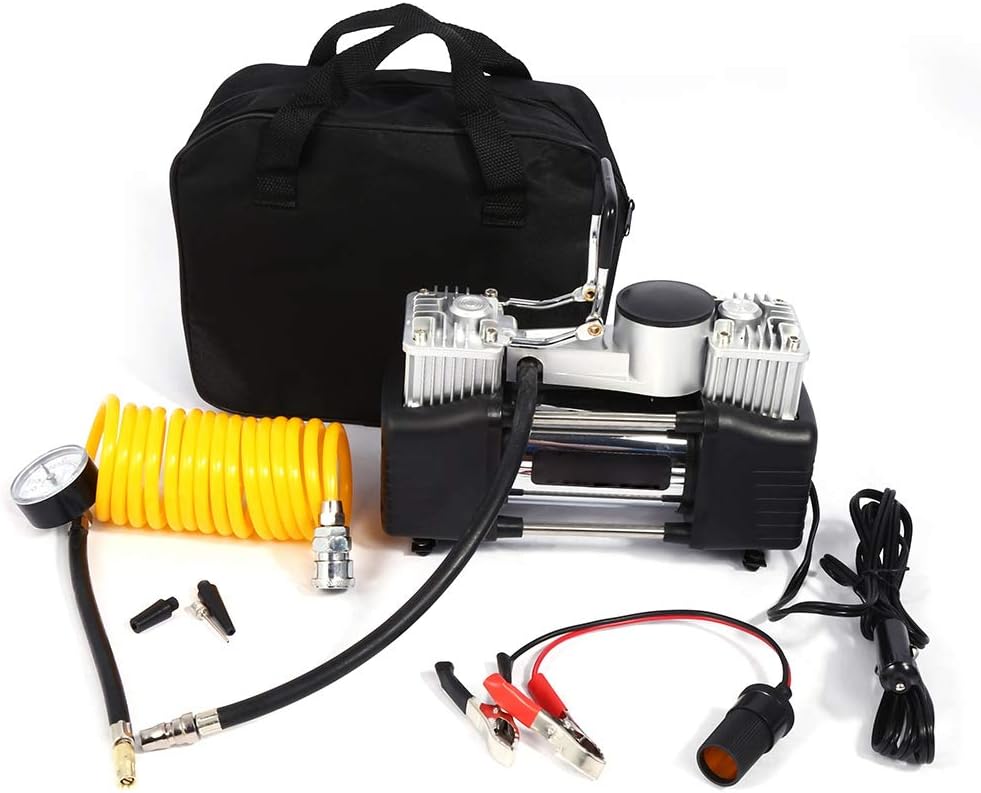 KIMISS Cilindros de inflado de neumáticos con bolsa portátil, mini compresor de aire portátil 150PSI inflador de neumáticos de coche, kit portátil,