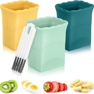 Cortador de huevos y fresas 3 piezas de mano rebanadas de plátano – Cortador de verduras y hongos Cortador de huevos y fresas 3 piezas de mano rebanadas de plátano – Cortador de verduras y hongos