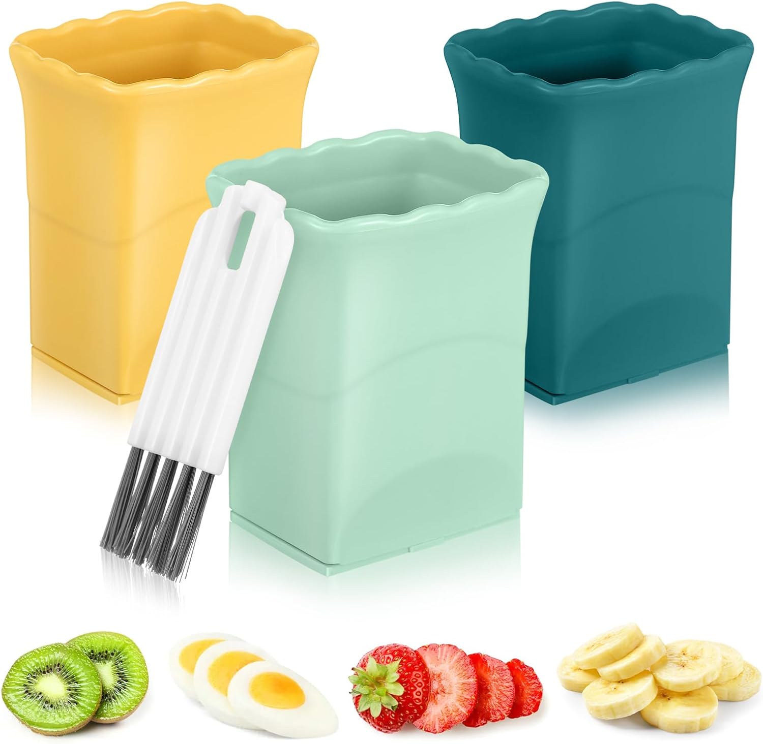 Cortador de huevos y fresas 3 piezas de mano rebanadas de plátano – Cortador de verduras y hongos