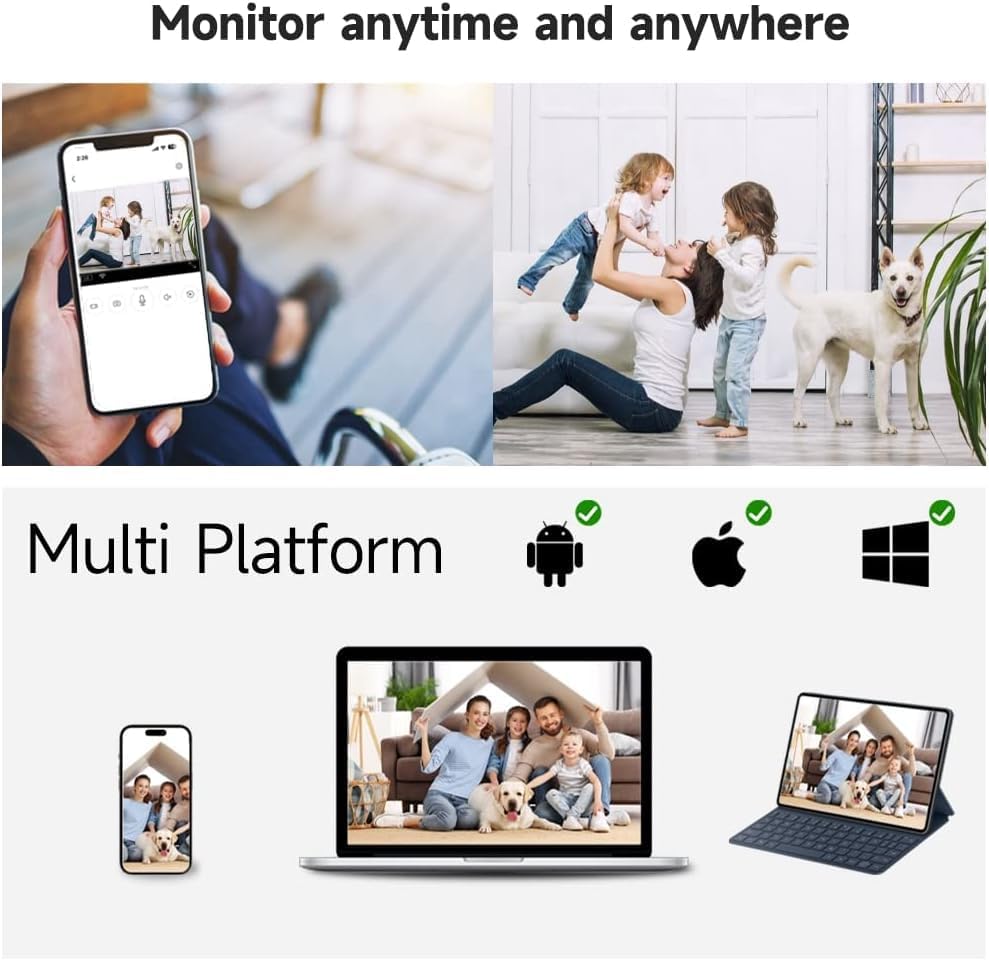 Paquete de 2 cámaras de seguridad 2K para seguridad del hogar, cámara interior WiFi de 4 MP con visión nocturna a color, detección de movimiento AI,