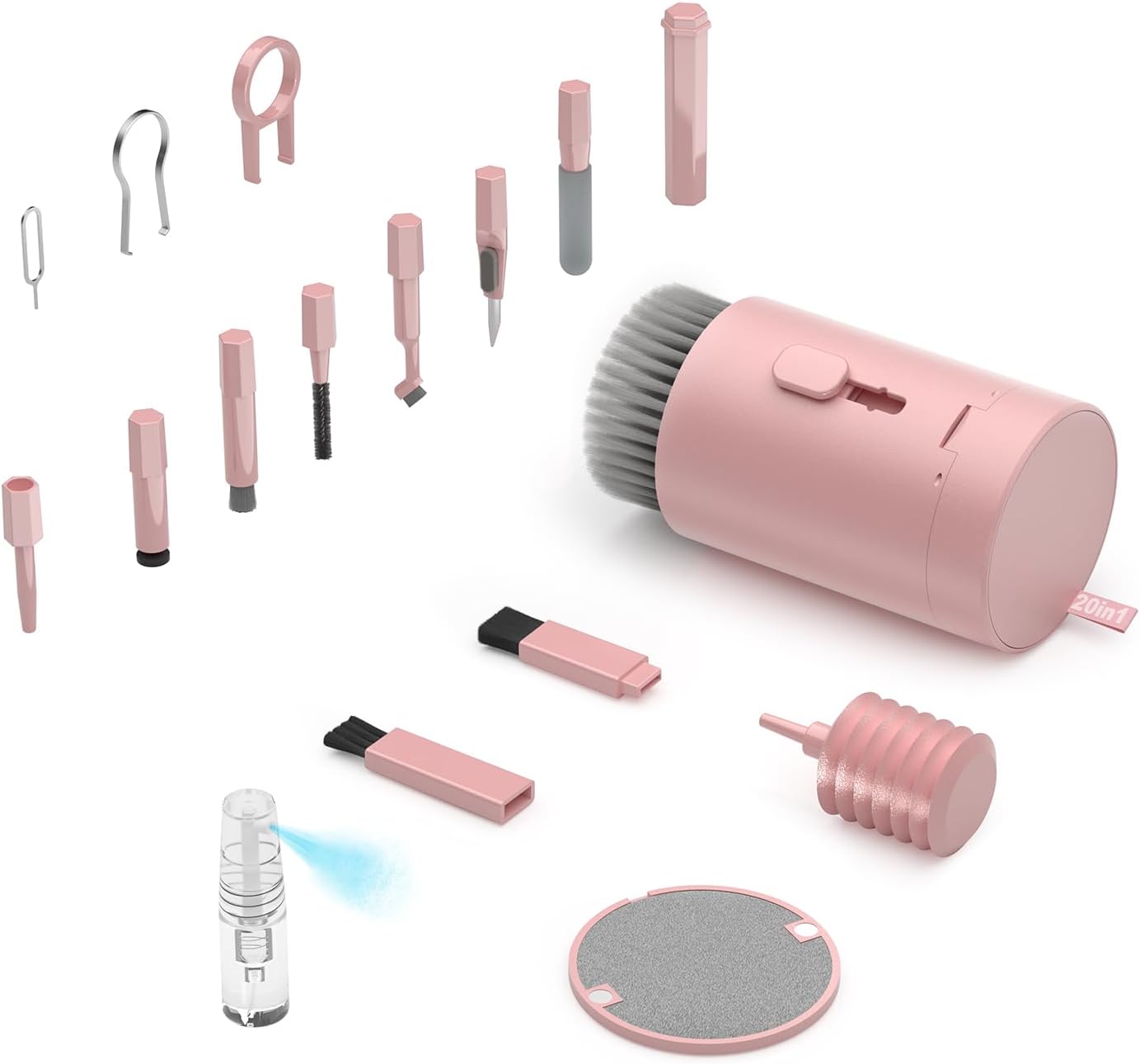Tounee Kit de limpieza de teclado, kit de limpieza electrónica con cepillo grande retráctil, portátil, kit de herramientas múltiples 20 en 1 para