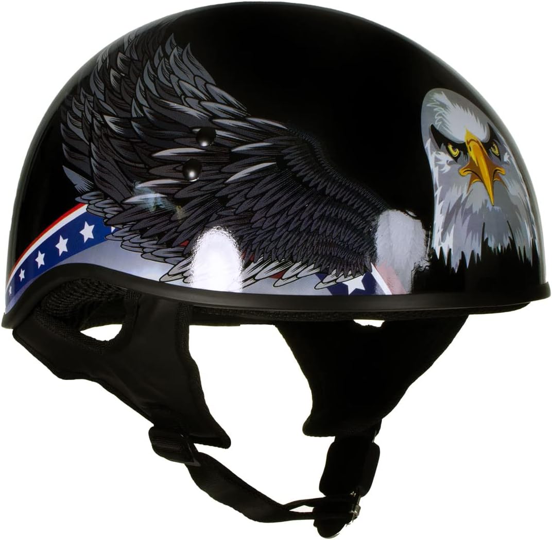 Hot Leathers HLT68 ‘Eagle’ Black Advanced DOT – Casco de motocicleta para hombres y mujeres