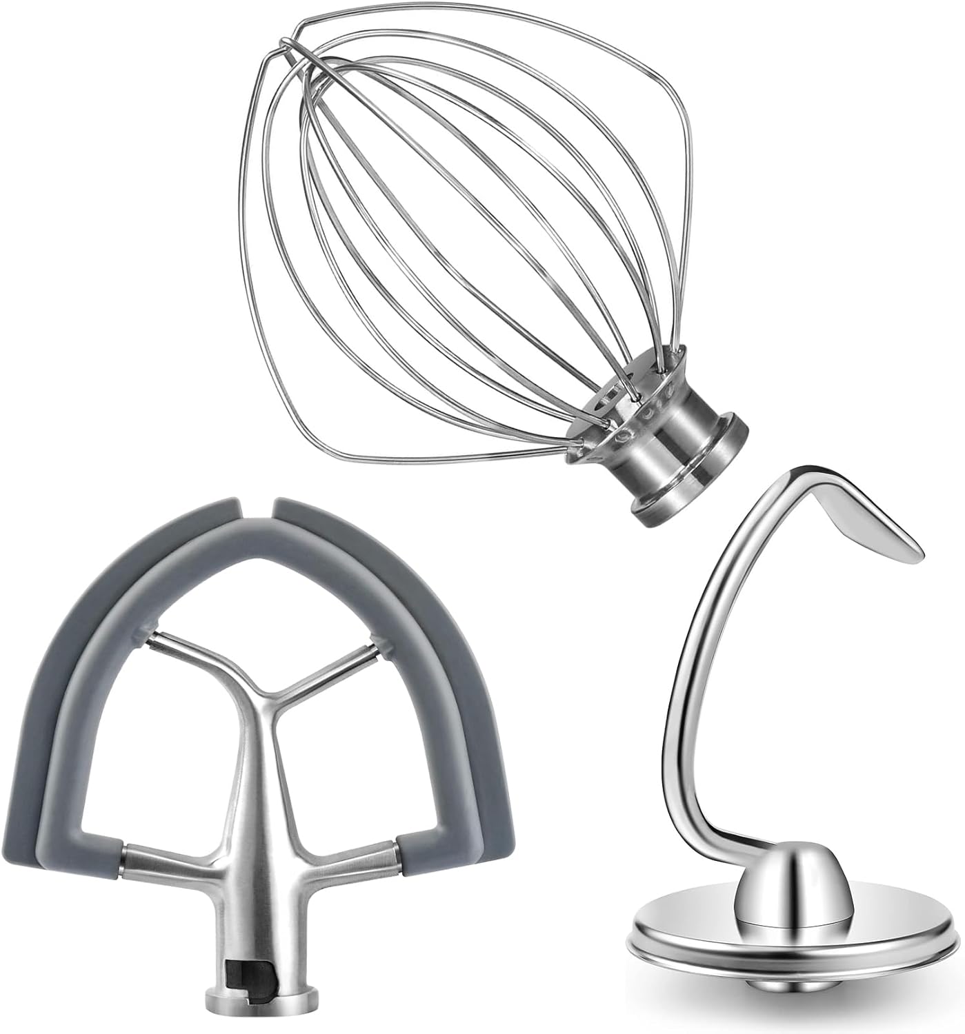 Accesorio para mezcladores, batidor de borde flexible de acero inoxidable K45DH Gancho de masa K45WW Látigo de 6 hilos para KitchenAid 4.5-5 cuartos