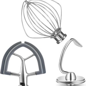 Accesorio para mezcladores, batidor de borde flexible de acero inoxidable K45DH Gancho de masa K45WW Látigo de 6 hilos para KitchenAid 4.5-5 cuartos Accesorio para mezcladores, batidor de borde flexible de acero inoxidable K45DH Gancho de masa K45WW Látigo de 6 hilos para KitchenAid 4.5-5 cuartos