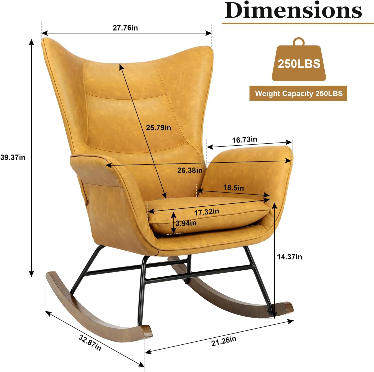 Mecedora de piel sintética, sillón moderno con respaldo alto, cómoda silla planeadora con asiento acolchado para guardería, dormitorio, sala de