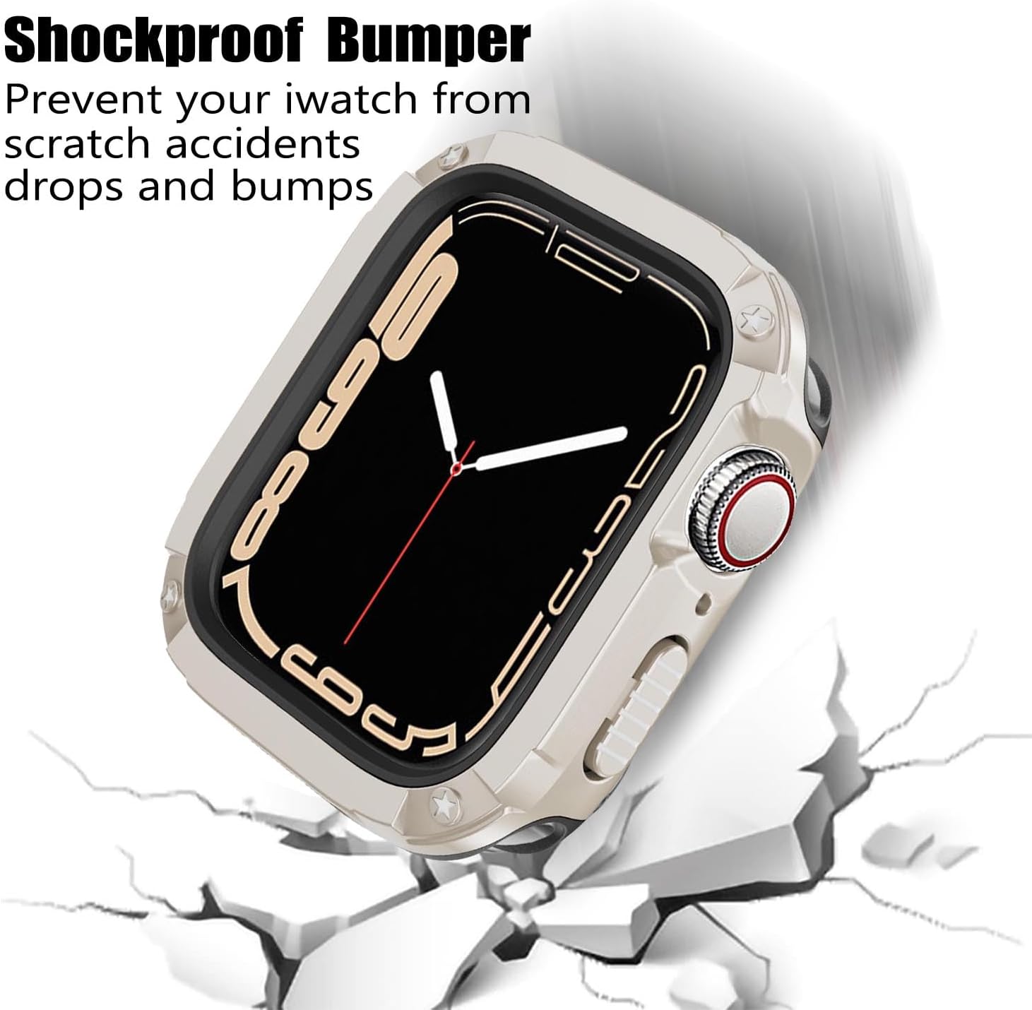 BOTOMALL Parachoques de silicona suave con cubierta de policarbonato compatible con carcasa de Apple Watch de 1.732 pulgadas, 1.772 pulgadas, Series
