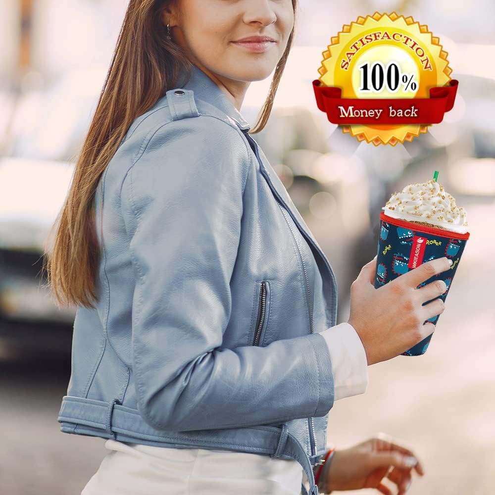 Funda aislante reutilizable de café helado para bebidas frías y fundas de neopreno para tazas de café frío, funda más fría de 16 a 32 onzas para