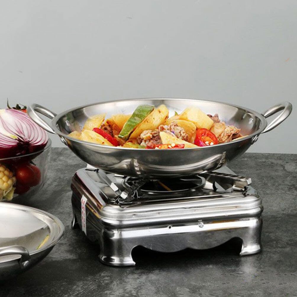 BESTonZON Sartén de acero inoxidable para cocinar mariscos con asa, sartén para estufa, sartén para freír sartén, olla coreana, olla de ramen