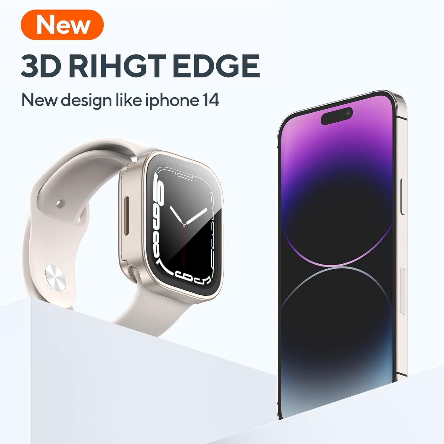 Paquete de 2 fundas impermeables 2 en 1 para Apple Watch Series 9, 8, 7, 1.614 in, borde recto, parachoques delantero y trasero de PC con protector