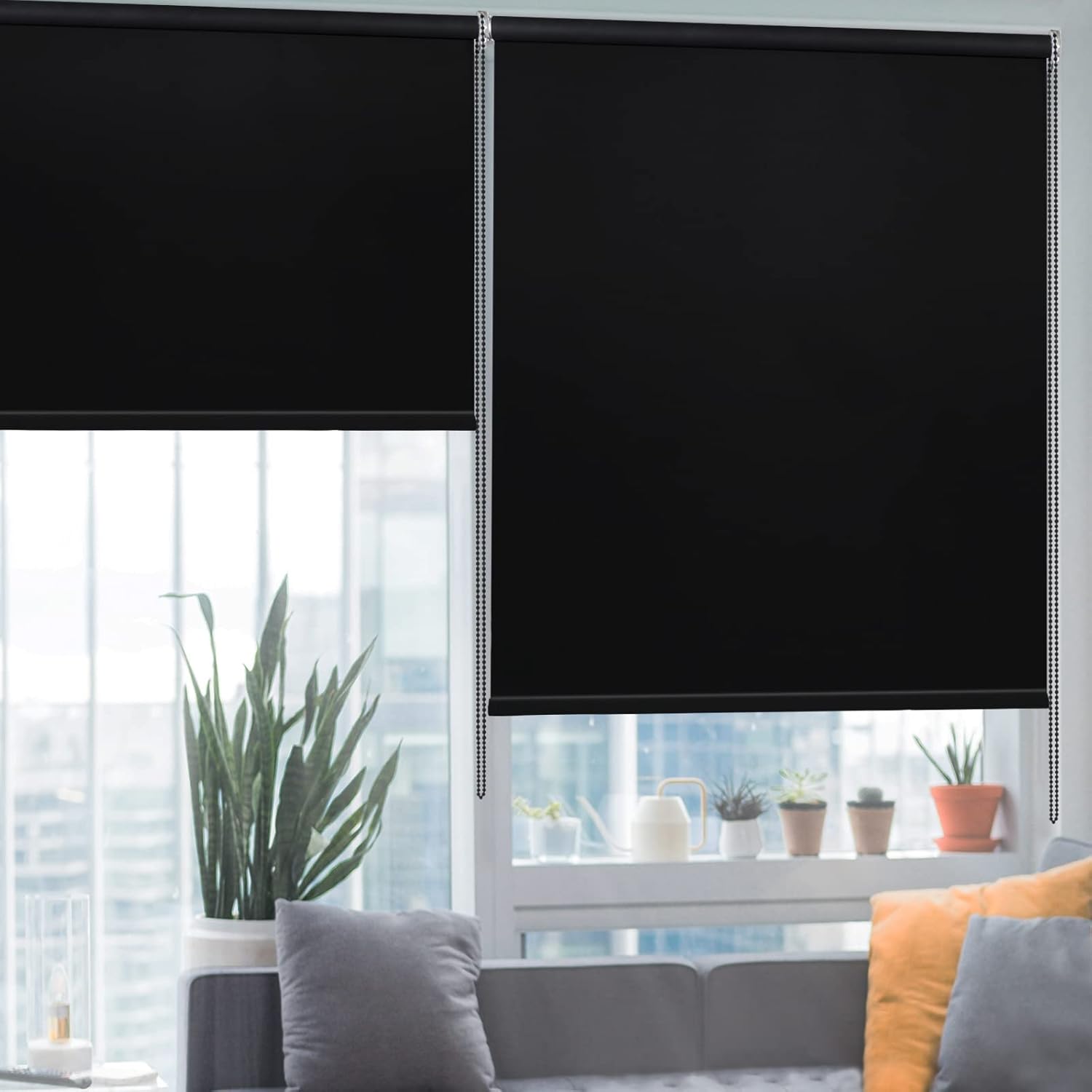 KCO Persianas enrollables opacas para ventanas, con protección UV, persianas enrollables para oscurecer la habitación, para dormitorio, cocina y