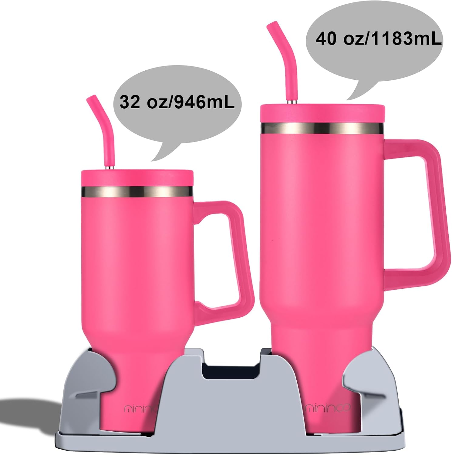 Vaso de 30 onzas con asa y tapa con popote, taza de café aislada de acero inoxidable, tapa a prueba de fugas y popote para portavasos de automóvil